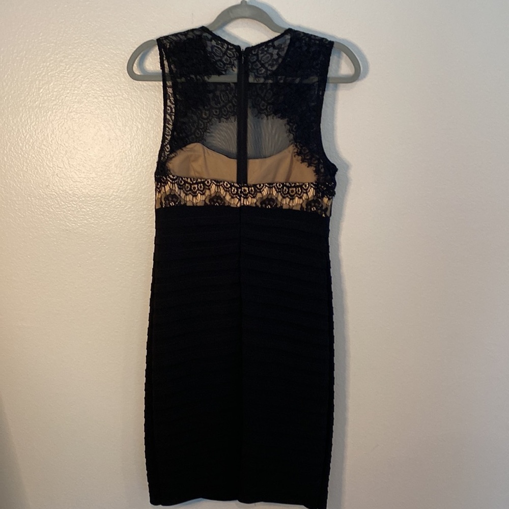 Betsy & Adam black lace mesh textured cocktail dress little black dress size 10 - Picture 9 of 12